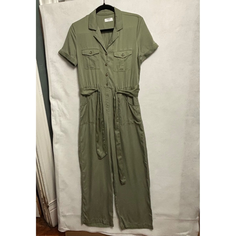 UNTUCKit For Her Olive Green Short Sleeve Utility Jumpsuit Size Small